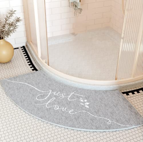 YZBBSH Curved Bath Mat for Shower, Corner Non-Slip Mats, Ultra Soft Microfiber Carpet, Strong Water Absorbent Rug, Machine Washable, 45x100cm, A