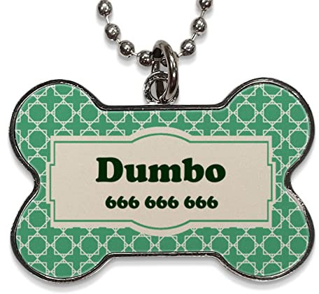 LolaPix Chapa Perros Personalizadas con foto, texto o imagen. Placas para Perros. Chapa metálica con forma de hueso. Regalo personalizado. MOSAICO VERDE