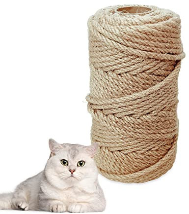 Corda in sisal per tiragraffi da 6 mm (50 metri), corda di canapa naturale, adatta per la decorazione del giardino, per gatti, accessori per gatti, in fibra naturale