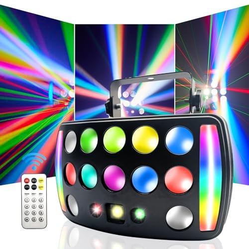 Eagou Diary Lumière de fête disco DJ activée par le son avec télécommande DMX 512 Lumière Derby Éclairage de scène RGBW pour Club Party Bar Home