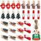 GeeRic Clips Photo en Bois de Noël, 60 Pcs Mini Pinces à Linge, Petites Pinces à Linge en Bois, Affichage d'image, Photo Décorative à Suspendre avec 2 Mètres de Ficelle