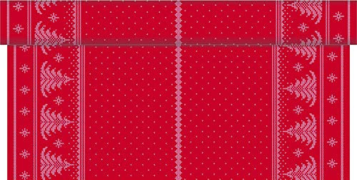 Sovie HORECA Tischdeckenrolle aus Linclass® Airlaid, 120 cm x 25 m, Weihnachten Advent Tannenbäume im Strickdesign, 1 Stück, Ted in Rot