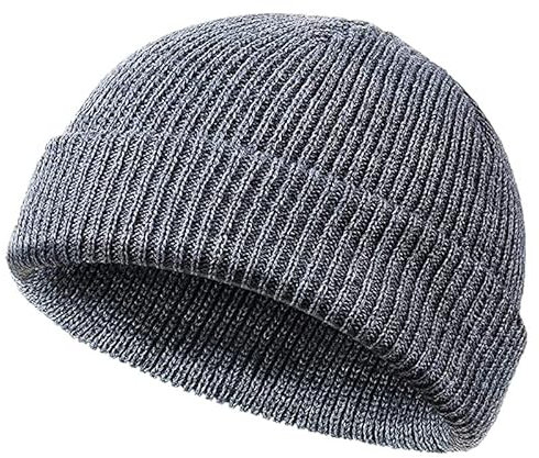 flintronic Beanie Strickmütze, Beanie Mütze, Warme Wintermütze, Beanie Docker Mütze, Fischer Strickmütze, Damen Herren Unisex, Universalgröß - Dunkelgrau