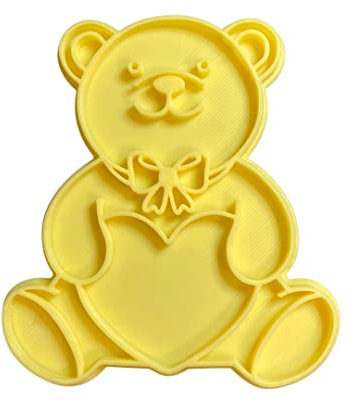 The Cookie Cutter Hub Emporte-pièce en forme d'ours de Saint Valentin et gaufrage assorti pour cookies, biscuits, argile, décoration de pâtisserie 10 cm