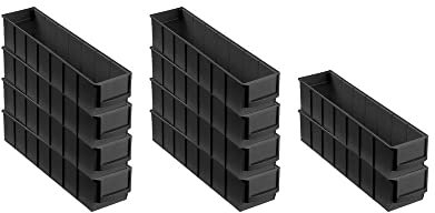 SparSet 10x Leitfähige Industriebox 400 S | HxBxT 8,1x9,1x40cm | 2,2 Liter | ESD, Sichtlagerkasten, Sortimentskasten, Sortimentsbox, Kleinteilebox
