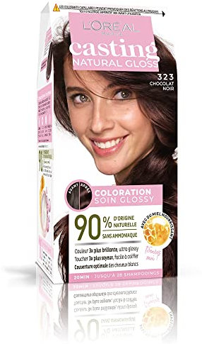 L'Oréal Paris L'Oréal Paris - Kit de coloración permanente para el cabello, color ultra brillante, sin amoníaco, 90 % de ingredientes de origen natural, brillo natural, tono: chocolate oscuro (323)