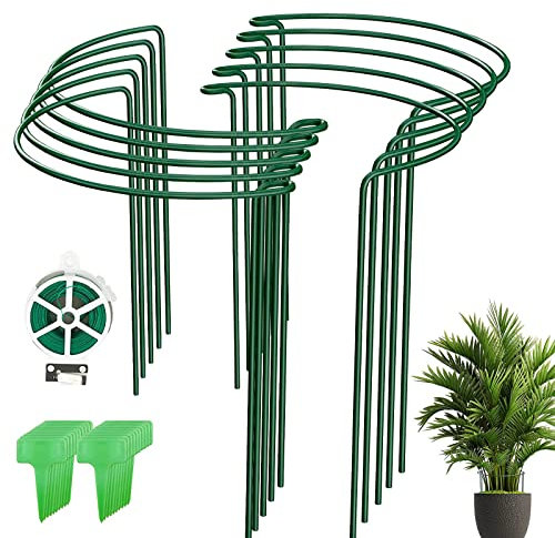 10Stück pflanzenstütze, ASSUGO staudenhalter rund aus beschichtetem Stahl, Metall Garden Halbrund Stützring käfighalter Rankhilfe Klettergitter für Pflanzenanbau Grenzstütze(25 * 40cm)