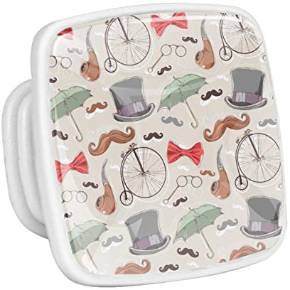 Eslifey Paquete de 4 pomos de gabinete de objetos vintage, pomos cuadrados de vidrio, tiradores de tocador, manijas de armario para cocina, brillan en la oscuridad