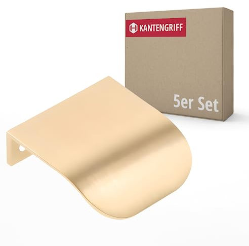 Gedotec Lot de 5 poignées de meuble en aluminium | Poignées de porte pliantes - Laiton brossé | FJORD | Design rétro élégant | LA : 32 mm | Poignées de porte d'armoire