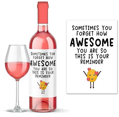 Rib Ticklerz - Funny Wine Label Best Friend Thank You Gifts Bestie Birthday Christmas Present You're Awesome This is Your Reminder Colleague Boss Employee - WLS63