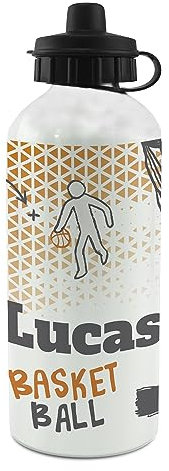 LolaPix Cantimplora Infantil. Botella Personalizada. Botella Agua Niños. Botella Aluminio Personalizada. Con 2 Tapones Cierre. Basket