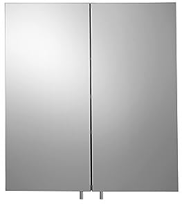 Croydex Cullen Stainless Steel Double Door Cabinet, with Help 'n' Hang Installation System, Mirror Doors, 520x450mm