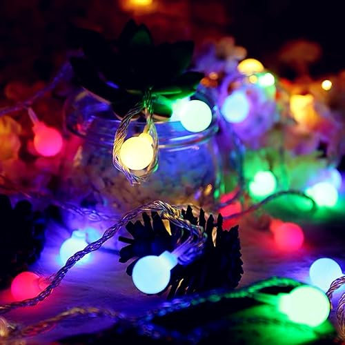 Cadena de luces multicolor, 5 m, 50 LED, iluminación para fiestas, guirnalda de luces LED, cadena de luces para fiestas, iluminación navideña para exterior, interior, jardín, habitación, Navidad,