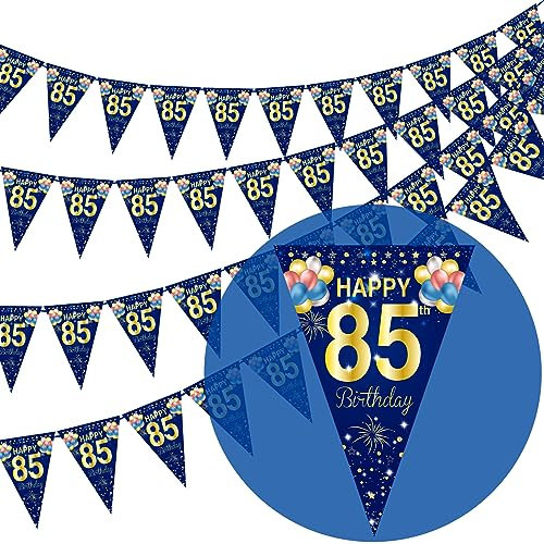KTFNOMES Wimpelbanner zum 85. Geburtstag, 10 m, dreieckige Flaggen für Innen- und Außenbereich, 40 Stück