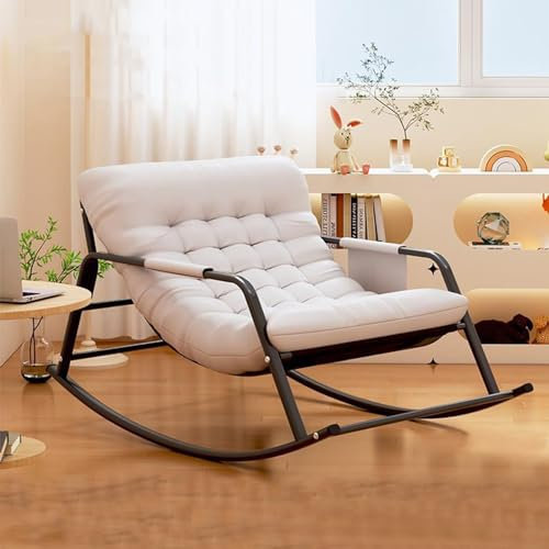 LOERSS Kinderzimmer Glider Rocker Gepolsterte Schaukelstühle, Schaukelstuhl Mit Fußstütze, Moderner Gepolsterter Schaukelstuhl Mit Hoher Rückenlehne, Sessel, Wohnzimmer-loungesessel