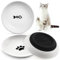 pawstrip Cat Food Bowl Ceramic Shallow Cat Food Dish Whisker Fatigue Kitten Bowls Flat Cat Plates for Wet Food Wide Pet Feeding Bowl for Indoor Cats Dogs, Non-Slip Silicone Bottom, 3 Pack