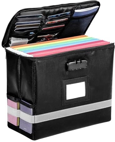BELLE VOUS Fireproof Document Box with Lock - Document Storage Box/Safe Boxes for Home - Lockable Fireproof Security Box/Document Safe for A4 Filing