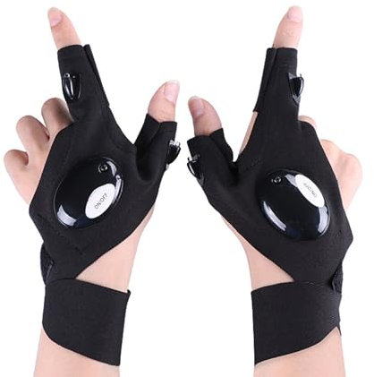 Geschenke für Männer, 1 Paar Led Handschuhe, Handschuhe mit Licht Angelzubehör, LED Fingerlos Angelhandschuhe, Männer Geschenke für Papa, Gadget Angeln Camping,Geschenke für Weihnachten