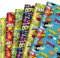 JarThenaAMCS Comic-Geschenkpapier, 12 Bögen, keine Rolle, buntes Cartoon-Boom-Geschenkpapier, gefaltet, flach, Kunstpapier für Bastelarbeiten, Geschenkverpackungen, 50 x 70 cm