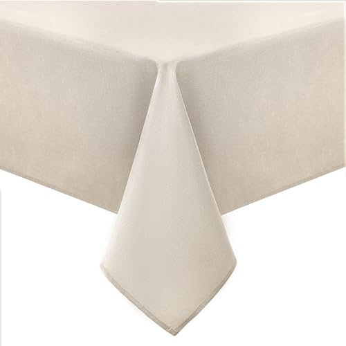 Homaxy Leinendeckeoptik Tischdecke Abwaschbar Eckig 100x140cm, Tischtuch Leinendecke Wasserabweisend Abwischbare, Lotuseffekt Schmutzabweisend Tischwäsche Tafeldecke, Beige