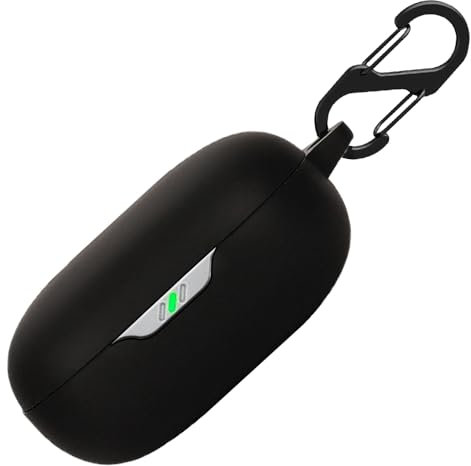 Funda de silicona para JBL Wave 300 TWS, funda protectora a prueba de golpes y funda protectora de piel para JBL Wave 300TWS con llavero (negro)