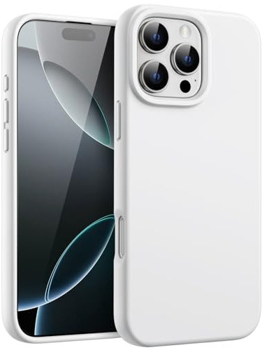 JETech Liquid Silicone Case for iPhone 16 Pro Max 6.9-Inch, Silky Soft Touch Full-Body Protective Phone Case, Anti-Scratch Shockproof Cover with Microfiber Lining (White)