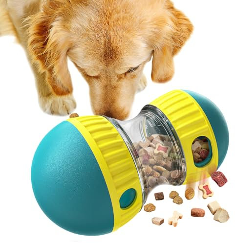 APOMOONS Interactive Dog Toy, Rolling Dog Treat Dispenser Slow Feeder, Treat Puzzle Toys Reduce BoredomImprove IQ, Food Dispenser Toys for Small Medium Large Dogs and Indoor Cats (Green)