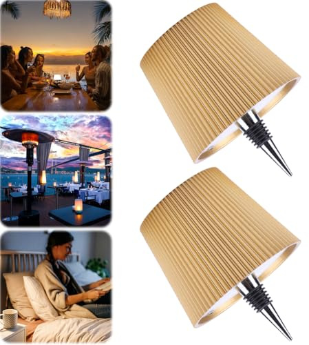 Kabellose Flaschenlampe Lampe Für Flaschenhals, Flaschenlicht Lampe Aufsatz Led Aufladbar, Lampenschirm Für Flaschen Touch Lampe Kabellos Flaschenleuchte 3 Farben Für Bars Restaurants (Gold B 2PCS)