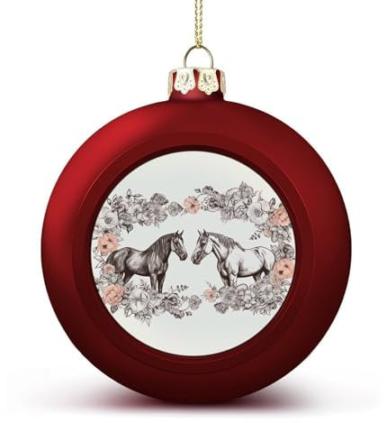Kleine Weihnachtskugel, Blumen und Pferde, bedruckte Weihnachtskugeln, Weihnachtsbaumschmuck, Halloween-Kugel-Ornamente