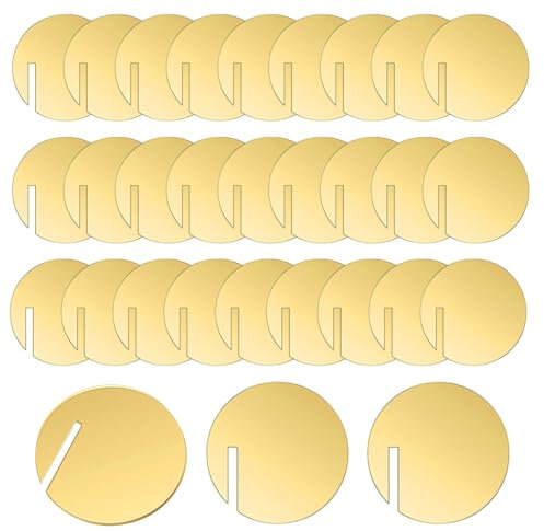 volumoon 60 Stück Weinglas Marker, Acryl Getränkeetiketten, Weinglas Scheibe, Party Getränk Namensschild, DIY Acryl Getränkeetikett Weinglas, Transparent Getränke Markierer für Hochzeit, Bar (Gold 1)