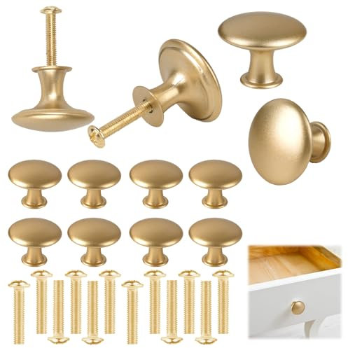 12 Stück Möbelknöpfe Gold, Edelstahl Schrankknopf mit Schrauben, 30mm Schubladenknöpfe, Kommodenknöpfe Runde, Vintage Schrankknäufe, Schrankknöpfe für Türknauf Möbelknopf usw.