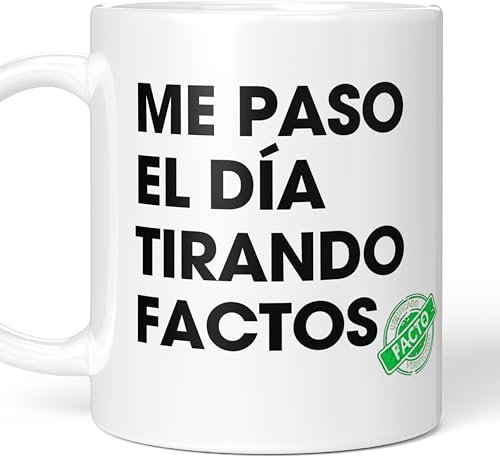 LA CASA DE LAS TAZAS® Tazas Divertidas - Tazas Originales para Regalar - Tazas con Frases de Humor, Regalos Divertidos, Tazas Desayuno Graciosas - Taza Amigo Invisible (Factos)