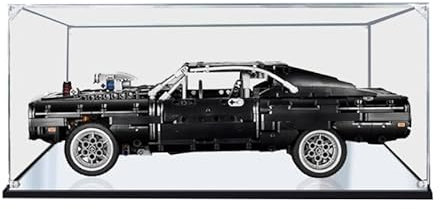 HCAEIOFJ Transparente Acryl-Vitrine für Lego Technic 42111, anwendbar für La Dodge Charger de Dom entworfene Displaybox, Geschenk (nur Vitrine) (Spiegel unten)