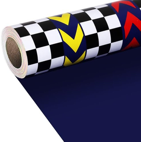 LaRibbons Wendbares Geschenkpapier, Rennstrecke und schwarz-weißes kariertes Flaggen-Design, perfekt für Kinder- und Jungen-Geburtstage, 43,2 x 33 m