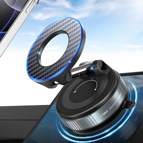 PlusAcc Support Téléphone Voiture avec Ventouse Puissante & Magnétique – Rotation 360°, Fixation Ultra-Stable, Compatible iPhone, pour Tableaux de Bord et Pare-Brise