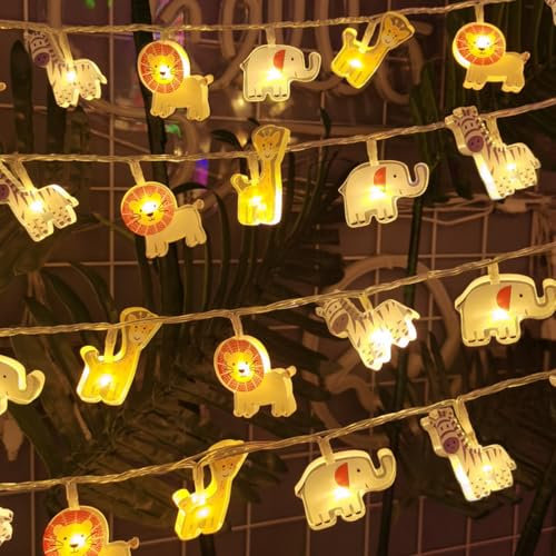 Lichterkette Tierische, 2m 12 LED Lichterkette für Kinderzimmer, Dekorative Lichter für Kinderwagen, Tiere lichterkette kinder, Fairy Lights für Zelt, bett, Schlafzimmer, Hochzeit, Weihnachts