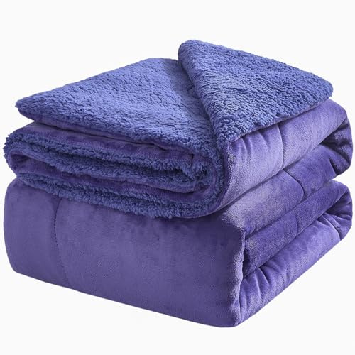 OMERAI Kuscheldecke Sherpa 230 x 270 cm – Extra Große Warm Dicke Flauschige Fleecedecke & Sofadecke, wendbarer Sofaüberwurf für Bett und Couch, Royal Blue