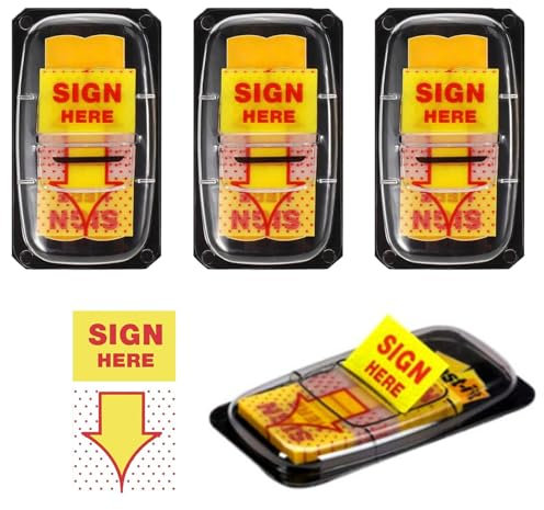 200Pcs Sign Here Tabs Stickers, Sign Here Sticky Notes Arrow Tabs Page Markers Notary Supplies Arrow Sticky Notes Page Markers Tabs Notary Supplies for Office School Notebook Note Book Notarization