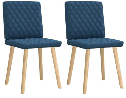 Eleganz Esszimmerstühle 2er Set Blau Stoff - Bequeme & Stabile Stühle für Küche & Wohnzimmer - Perfekt für Familien & Gastgeber
