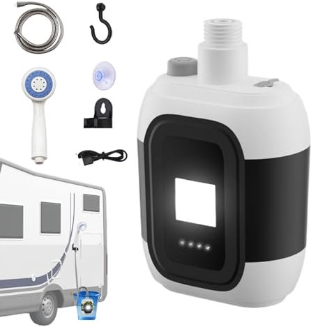 Ducha Portátil Ducha De Camping Duc-ha Exterior Con Luz LED, Bomba De Agua Recargable Y Potente Taza Succión Para Acampar, Caminar, Viajar, Lavarse Autos, Baño Para Mascotas