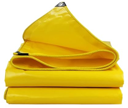 EnxJire Waterproof Tarps 500GSM Heavy Duty PVC Tarpaulin Waterproof Knife Cloth Camping Tent Groundsheet Gazebos Canopy Awnings Shading Sail Shed(Yellow,2x1.5m)