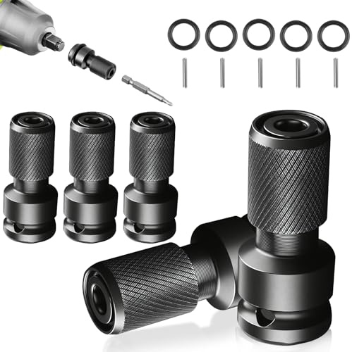 5 Stück Schlagschrauber Adapter 1/2 auf 1/4, Schlagschrauber Bit Adapter aus Chrom-Vanadium-Stahl, 1/4“-Werkzeugaufnahme für ½“ Schlagschrauber Bits und Schlagschrauber Adapter 1/2 Auf Bit