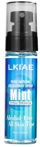 LKIAE Pure Natural Deodorant Fragrance Body Spray, 12H Antiperspirant And Odor Control, Alcohol Free, Travel Size, For All Skin Types, 75ml (Mint)