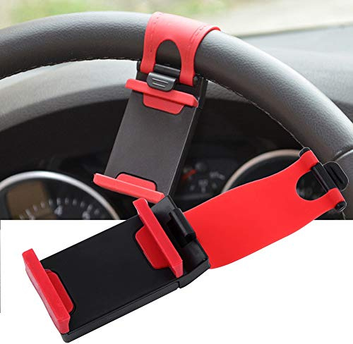 TICFOX Handyhalterung Auto, Handyhalter für Auto Lenkrad, Universeller Smartphone Halter, Lenker Handyhalter, Clip 360° Drehbar KFZ Autohalterung, Auto Zubehör mit Rutschfester Gummimatte
