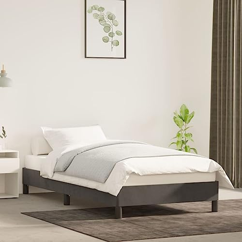 Ziaphsol Bettgestell ohne Matratze Dunkelgrau 80x200 cm Samt, Einzelbett Rahmen mit Sperrholzlatten, Robustes Platform Bed für Schlafzimmer, Modernes Möbelstück