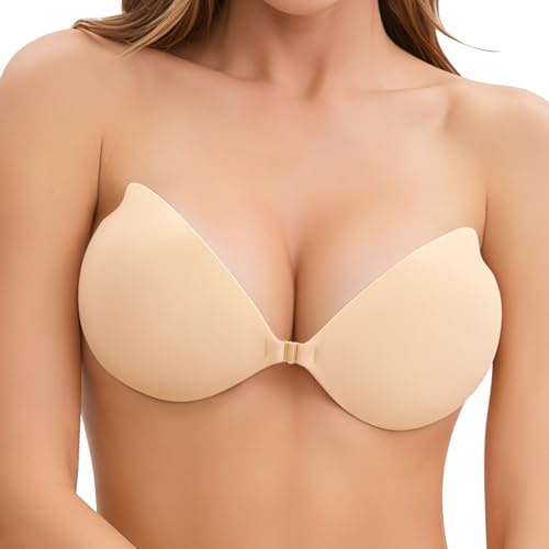 ZipYeeou Sticky Bra for Women Strapless Bras Backless Stick on Bra Push up Support Invisible Women's Adhesive Bras Silicone Push up Sticky Perfect for Backless Dresses Wedding & Party Daily Wear | Invisible adhesive push up support that stays hidden under backless dresses for weddings, parties & daily wear