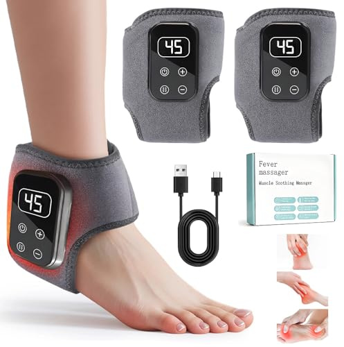 SKJJM 2 Stück 3-In-1 Fussmassagegerät, Wärme Foot Massager Durchblutung, Tragbares Kabellose Fußmassagegerät 5 Modi und 5 Wärmestufen für Knöchel, Ferse, Sohle, Fußgewölbe, Ideal Geschenk für Eltern