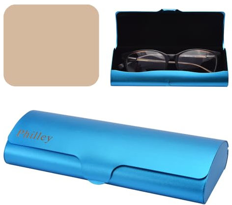 Philley Brillenetui Aluminium Ultraleichtes Hartschalenetui für Kurzsichtige Brillen für Damen & Herren(Blau)