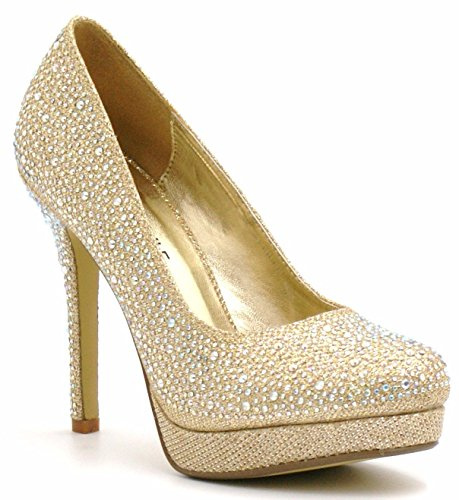Womens Ladies HIGH Heel Sparkly Diamante Party Bridal Wedding Court Shoes