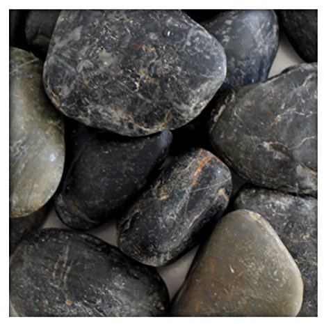 Glitter Stone Polierter Kiesel Glanzkies Flusskiesel Kieselsteine Ziersteine Gartenkies Zierkies schwarz 50/80 mm 20 kg